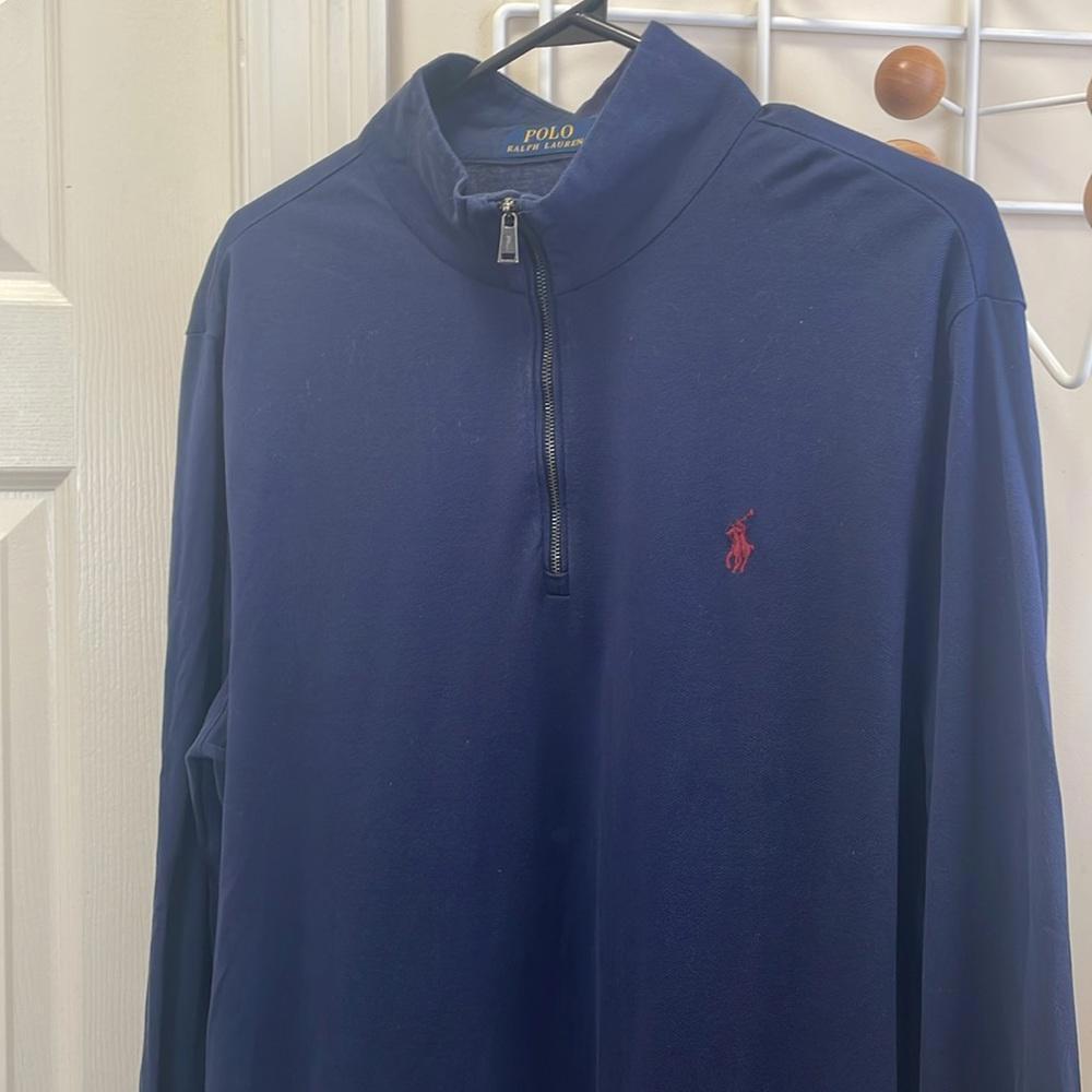 Ralph Lauren - Quarter Zip Up Pullover Sweat Shirt - Navy - L - Picture 2 of 10